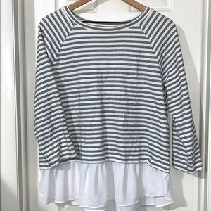 LOFT- Black & White Striped Sweatshirt